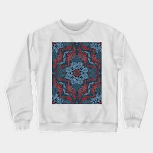 Vintage Fancy - a Pattern in Deep Teal & Red Crewneck Sweatshirt